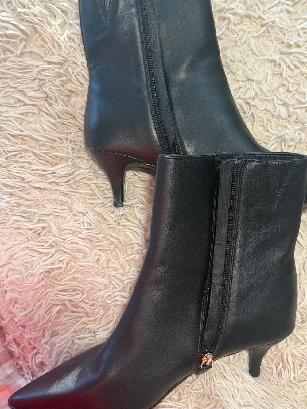 J. Crew Black Pointed Toe Leather Ankle Booties